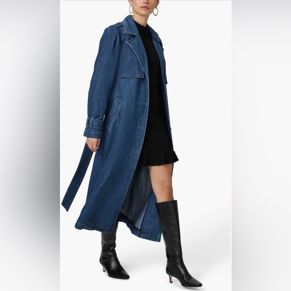 PAIGE Raina Denim Trench Coat NWT - Picture 4 of 10